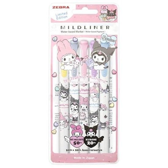 Zebra Highlighter Mildliner Sanrio My Melody Kuromi 50th Anniversary 5 Color Set WKT7-MMKU-5C