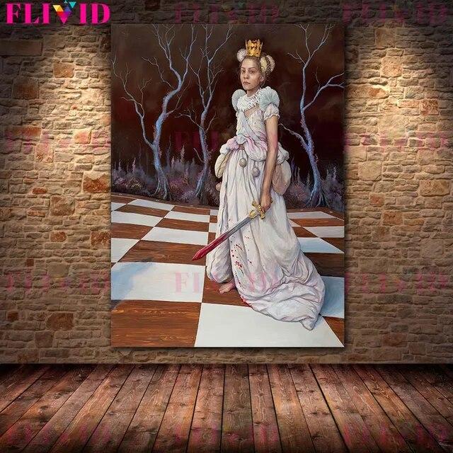 Фея-бабочка, дама-русалка, королева шахматной доски, настенная живопись на холсте, картина с шипами ведьмы, сюрреалистический художественный постер и принт, украшение для дома без рамки