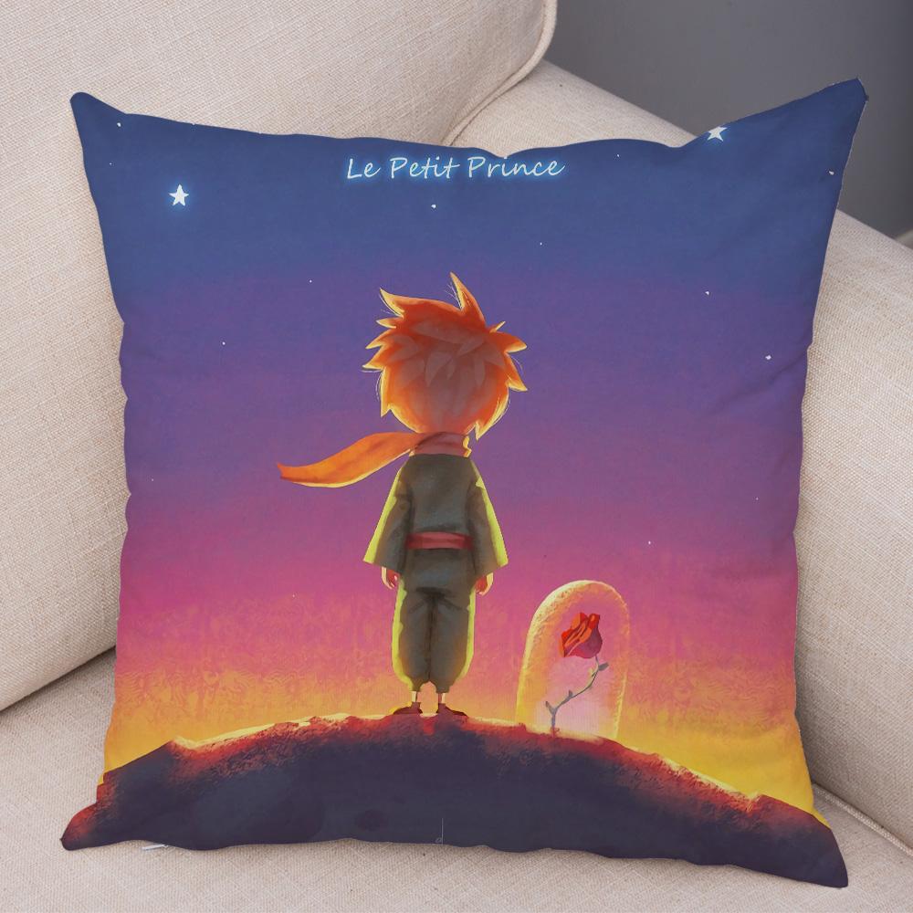 Little Prince Cushion Cover Decor France Anime Cartoon Print Pillow Case for Sofa Home Children Room Soft Plush Throw Pillowcase
