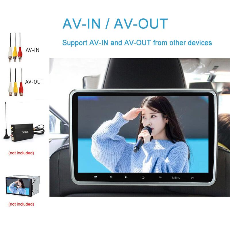 10,1-дюймовый монитор в подголовнике автомобиля, DVD-видеоплеер