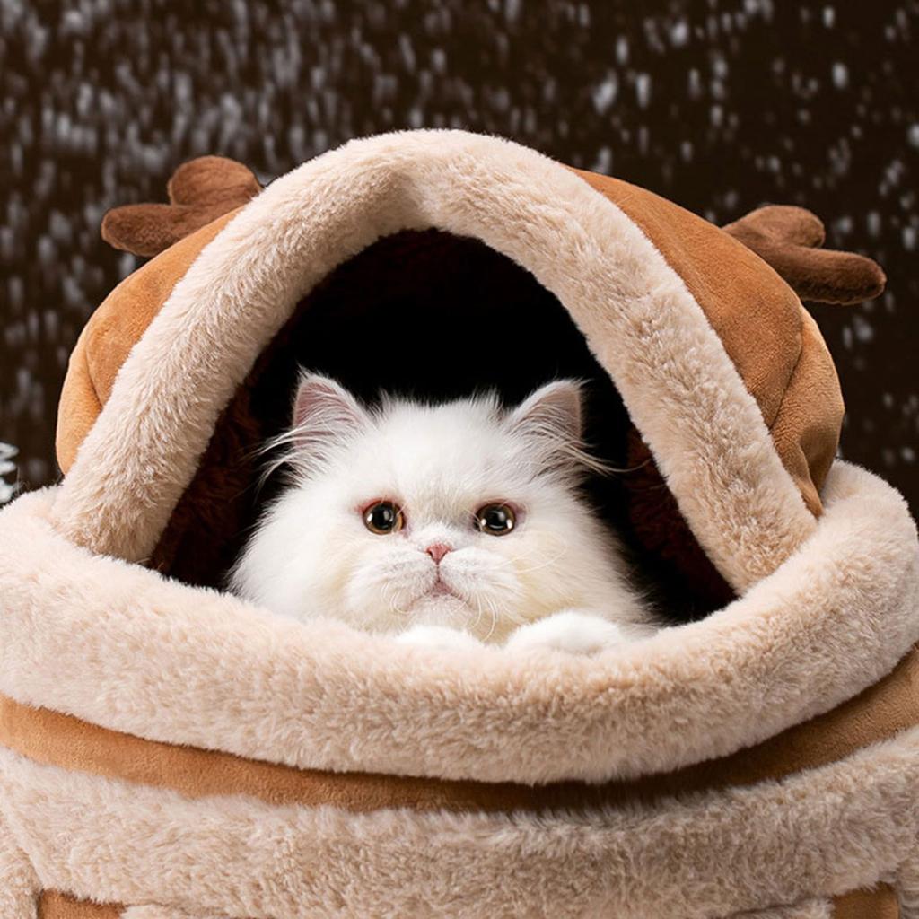 Dog Carrier Cage Winter Warm Cat Travel Bag Portable Carrier Backpack Shoulder Bag Kitten Plush Carrier with Top Opening