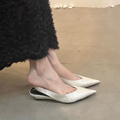 Темпераментный клиновидный каблук с острым задником, туфли с открытым носком, сандалии, женская нежная обувь