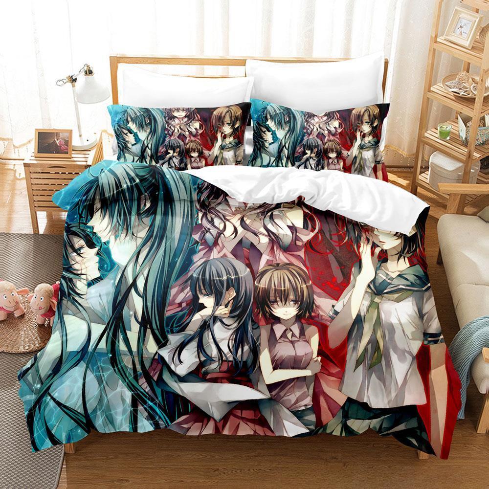 Higurashi When They Cry Игровой Комплект Постельного Белья Односпальный Полуторный Двуспальный Евро Кинг Сайз Пододеяльник для Спальни Взрослых Детей