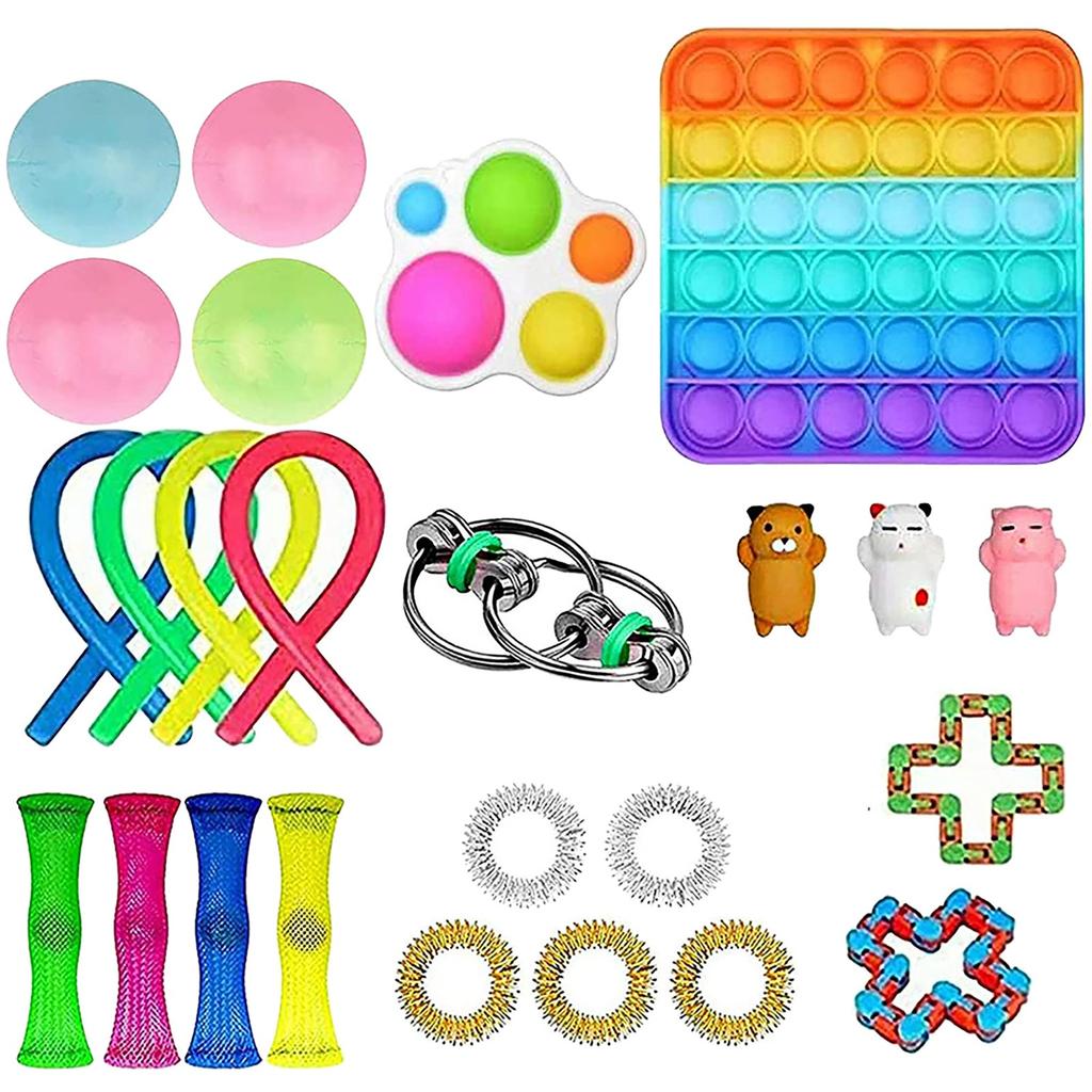 Набор сенсорных игрушек для снятия стресса, сенсорные игрушки с нажимным пузырем для детей и взрослых