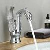 Golden Basin Faucet Deck Mount Sink Short Faucets Swan Shape Single Handle Sink Hot Cold Water Mixer Tap