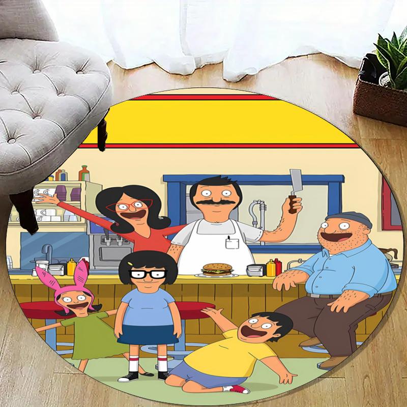 Bob's Burgers Printed Round Rug Carpet Chair Rug Area Rug Entryway Doormats,for Office Chair Living Room Bedroom Kitchen Room.