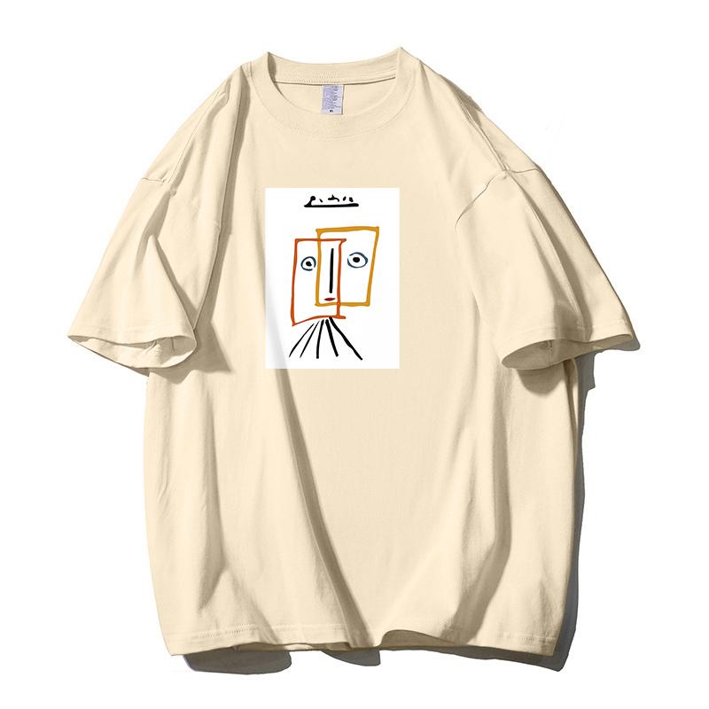 Shellsuning футболка с мультяшным принтом женская летняя модная повседневная простая простая футболка с коротким рукавом из 100% хлопка мягкие футболки женские негабаритные базовые топы для пар