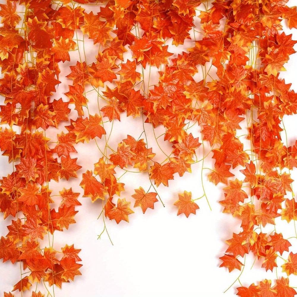 12 шт. осенняя гирлянда из листьев, искусственные кленовые листья, шелковая осенняя гирлянда из красных плющевых лоз для дома, свадьбы, вечеринки, сада, камина, декора