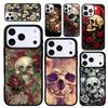 Чехол Case для iPhone 17 Air 16 Pro Max 15 Plus 11 13 Mini 14 12 Задняя крышка телефона Череп и розы Абстрактное искусство