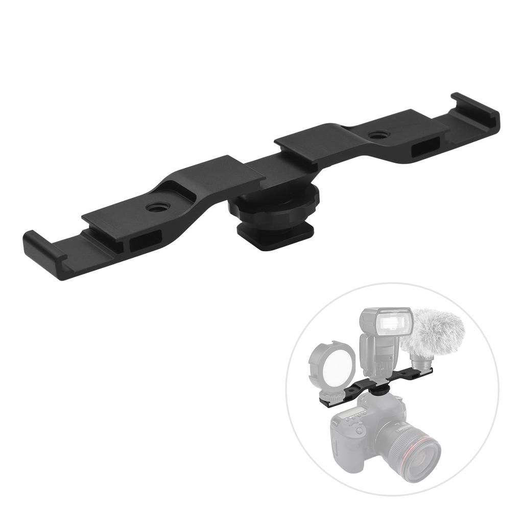  Cold Shoe Mount Bracket Triple Shoe Adapter with 3 Mounts 2 1 4 Screw Holes for   Camera Microphone LED Light Video Recording Vlog 