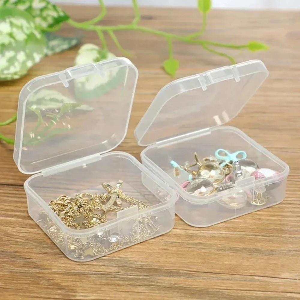 Rectangle Transparent Storage Box Flip Cover Beads Storage Container Jewelry Storage