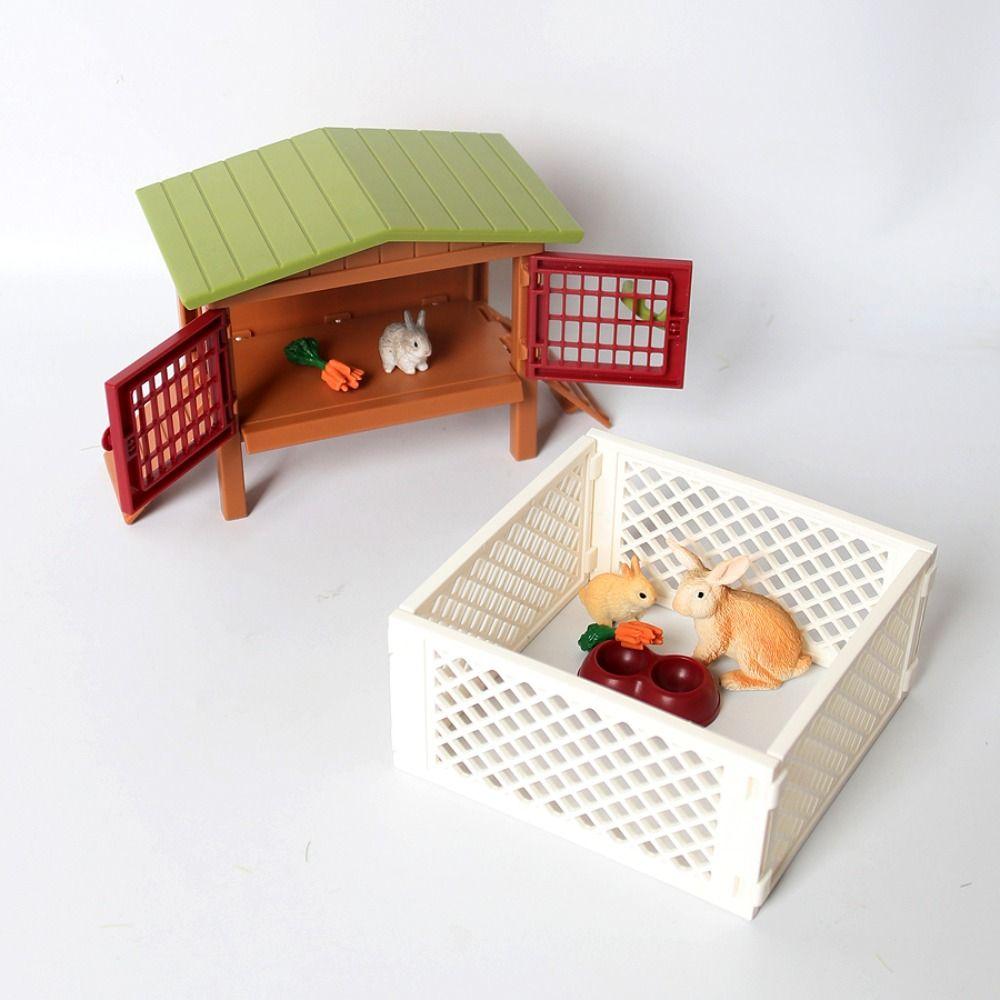 Cute Animal Farm Henhouse Model Puppy Figurine Ranch Model Toy Playset For Kids
