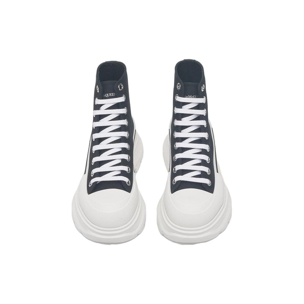 Alexander McQueen Canvas Tread Slick High Top Sneakers 'Black White' Men's 604254W4MV21070