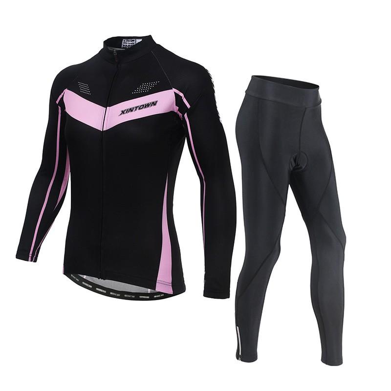 XINTOWN Womens Long Sleeve Cycling Jersey Set Breathable Biking Suit Road Riding