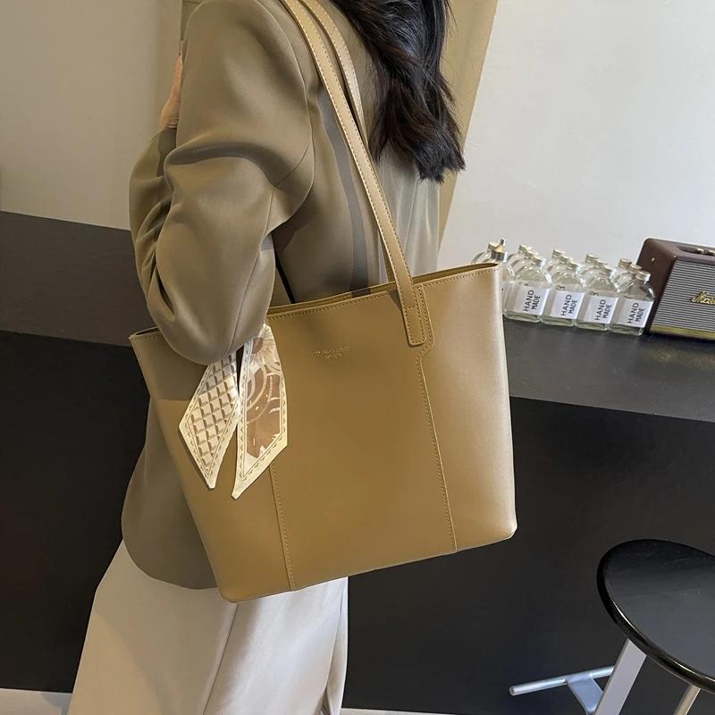 Одинарная сумка из мягкой кожи большой емкости, универсальная сумка, простой стиль, улучшенное ощущение классики