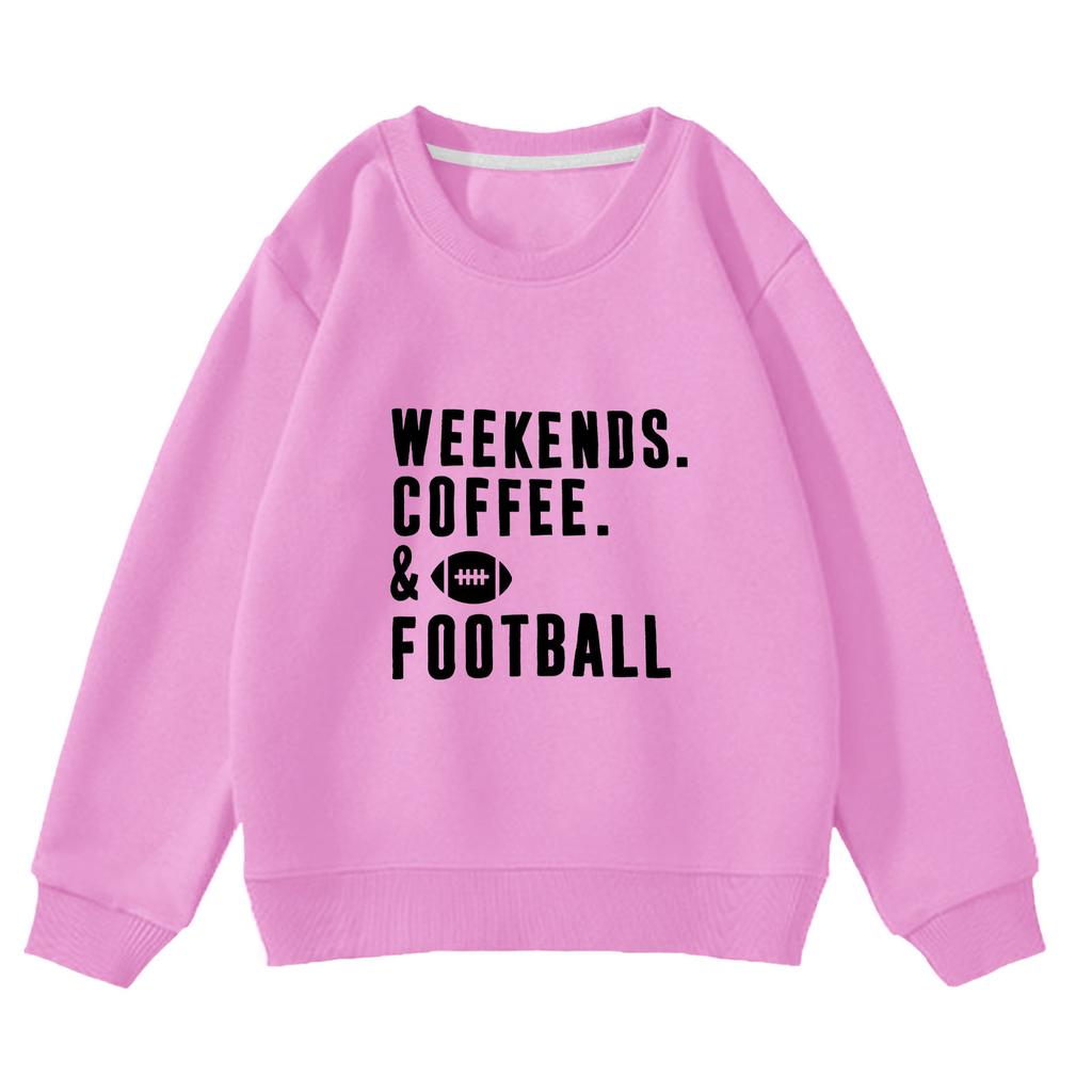 WEEKENDS.COFFEE. & FOOTBALL printed sweater autumn and winter men's and women's casual crew neck jumper