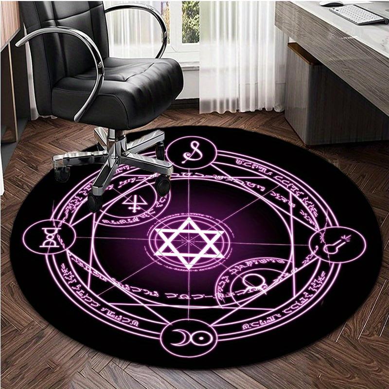 S Purple Magic Formation Round Rug Nonslip Area Rug Office Chair Mat Carpet For Living Room Bedroom Home Decor