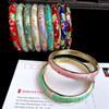 Enamel Peony Filigree Flower Bangle Traditional Women's Hand Bracelet  Gifts for Women Girl