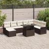 VidaXL 9-Piece Garden Sofa Set with Cushions Brown Synthetic Rattan 3348334