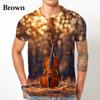 3d Retro Style Music T-Shirt Violin Print T-Shirt Unisex Fun Crew Neck Short Sleeve T-Shirt