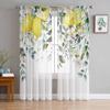 Pastoral Style Plants Leaves Lemon Sheer Curtains for Living Room Decoration Window Curtains Kitchen Tulle Voile Curtains