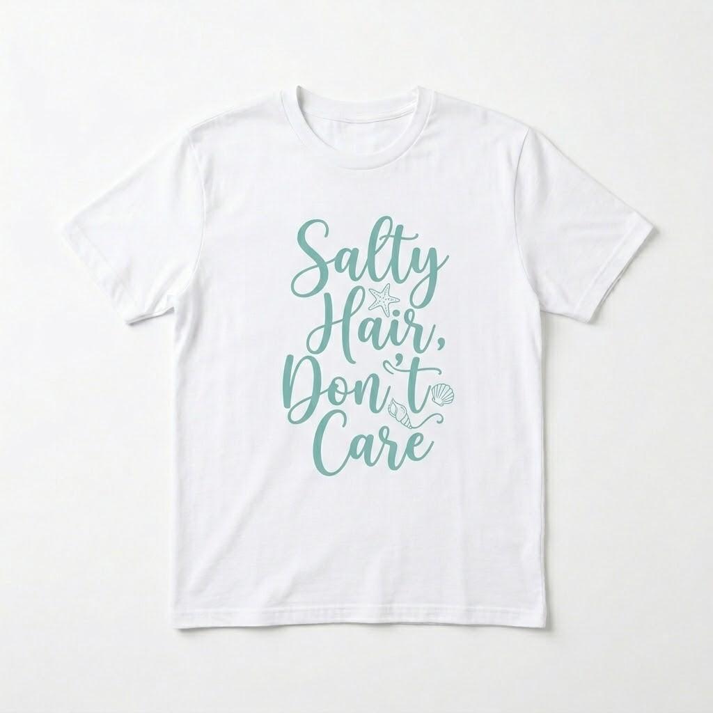 Salty Hair Don't Care T-Shirt Summer Beach Vibes Tee for Ocean Lovers