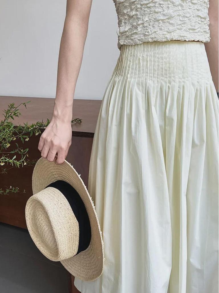 Юбка Luxi Pink с завышенной талией, средней длины, с плиссе, для женщин - Милый и элегантный дизайн