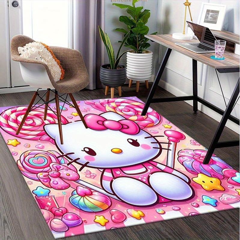 1 шт. Sanrio Hello Kitty Ковер для офиса с принтом русалки Прямоугольный коврик под стол, Идеальный декор для гостиной, спальни, кухни, Нескользящий пол
