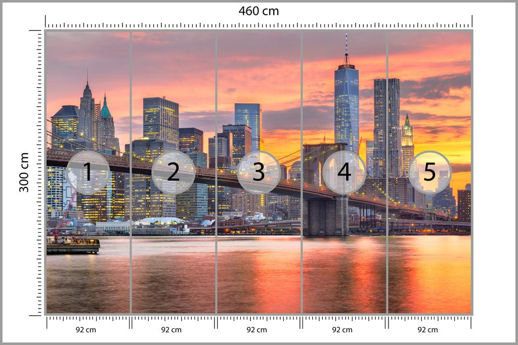 Photomural Lower Manhattan Skyline And Brooklyn Bridge Structural Vinyl 460x300