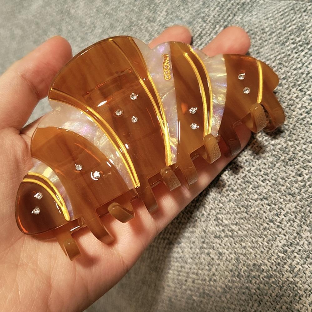 Coffee Croissant Hair Claw Korean Style Acetic Acid Shark Clip Cute French Crab Clip Daily