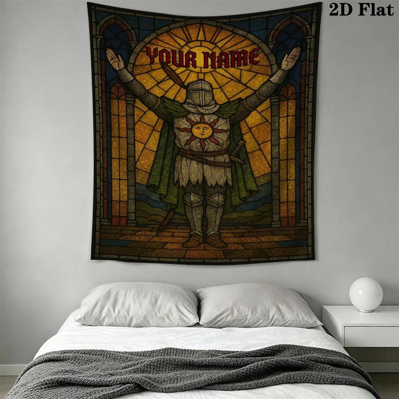 Custom Name Dark Souls Wall Tapestry Aesthetic Wall Hanging Printed Fabric Blanket Decorative Tapestries for Bedroom Living Room Home Decor