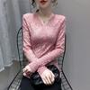 Autumn and Winter Padded Sexy V-neck Long-sleeved Cross Slim Age-reducing Blouse Hundred Lace Bottoming Shirt