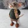 DIY Craft Needle Felted Needle Felted Mouse Ornament, Cute Felt Mice Figurine for Christmas Decor, Christmas Mouse Doll Decorations