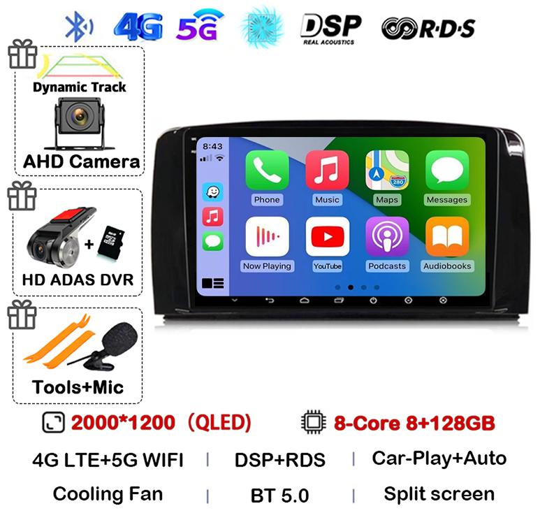 Android 14 Carplay для Mercedes Benz R-Class R Class W251 R280 R300 R320 2005-2017 Автомобильный Радио Мультимедиа Видео Плеер GPS Стерео