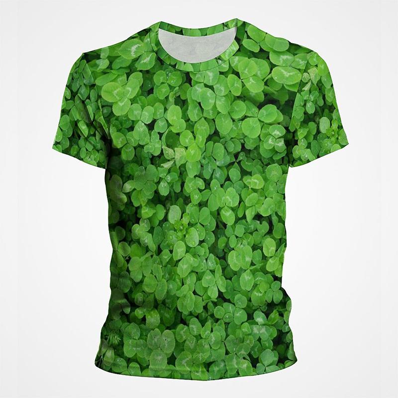3D-принт Plant Lucky Grass Clovers Graphic T Shirts Men Casual Short Sleeve O Neck Mens Tee Tops Oversize T Shirt Men