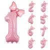 1 шт. Большой 32-дюймовый номер Розовый Голубой Фольгированный шар с бантом 1-9 Для детей Мальчиков Девочек Вечеринка по случаю дня рождения Украшения для детского праздника Шарик