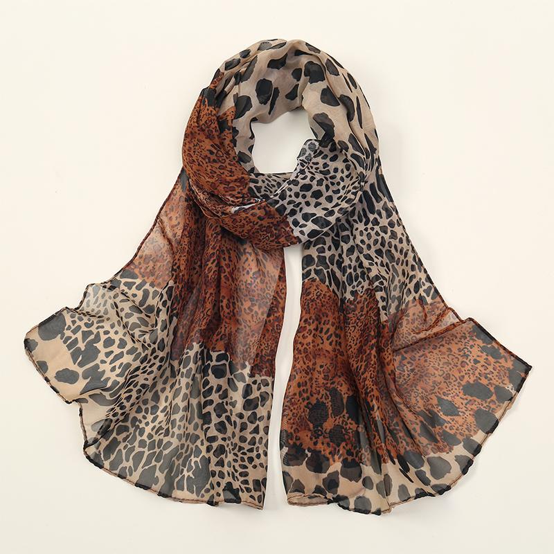 50X160см Тонкий шифоновый шарф с леопардовым принтом для мусульманок, шали-хиджабы, дышащие накидки