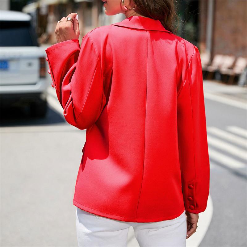 Маленький костюм женская одежда длинный рукав новый отложной воротник однотонная куртка