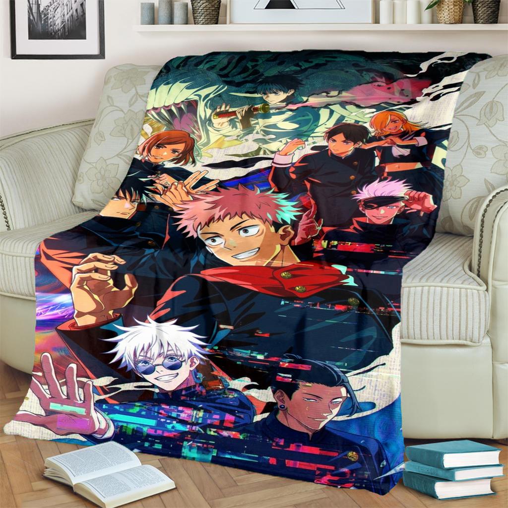 Cozy Jujutsu Kaisen Flannel Blanket for Bedrooms, Sofas, Beds, Chairs, Picnics and Travel Use