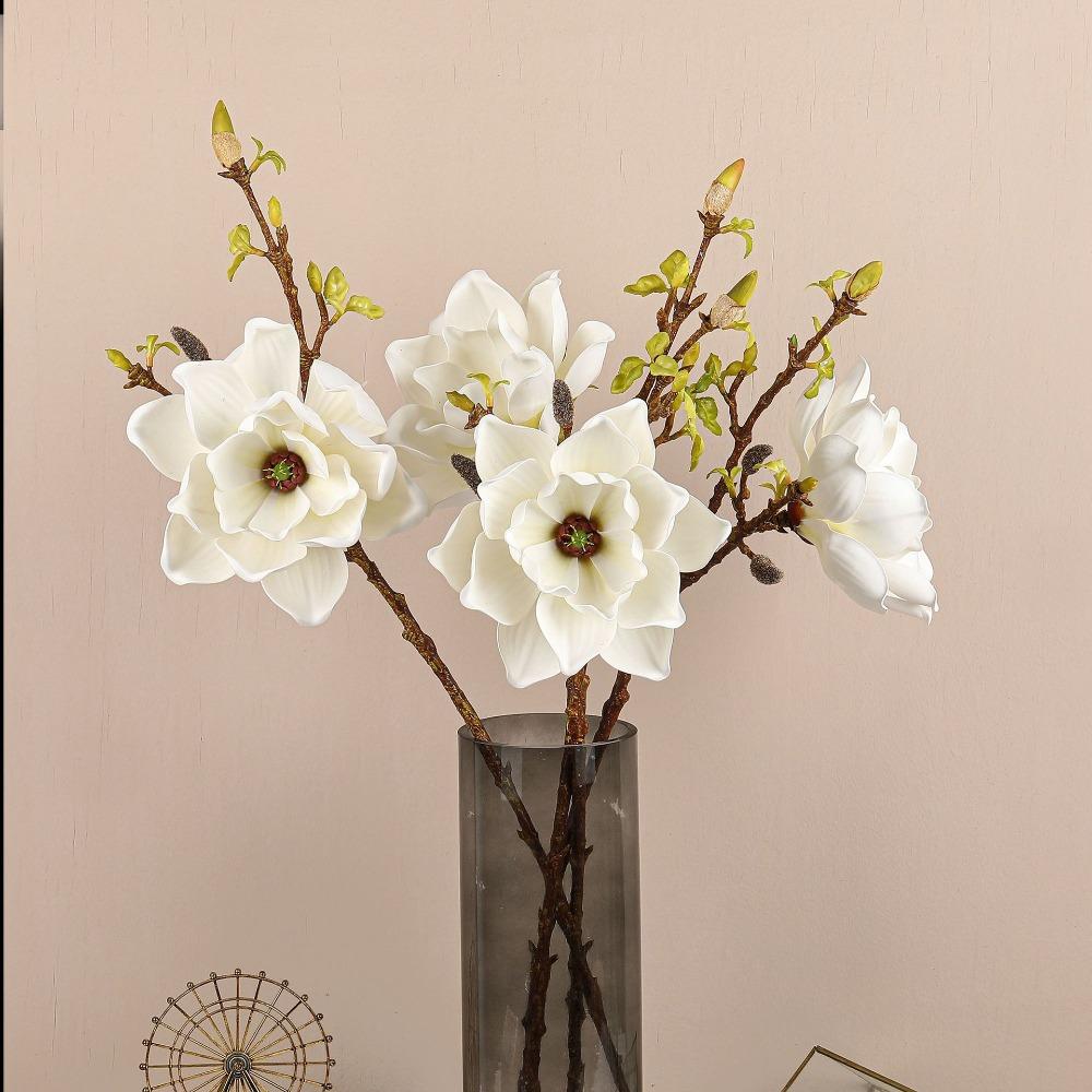 Real Touch Artificial Magnolia Branch EVA Fake Flower Simulation Big Magnolia Living Room Desktop