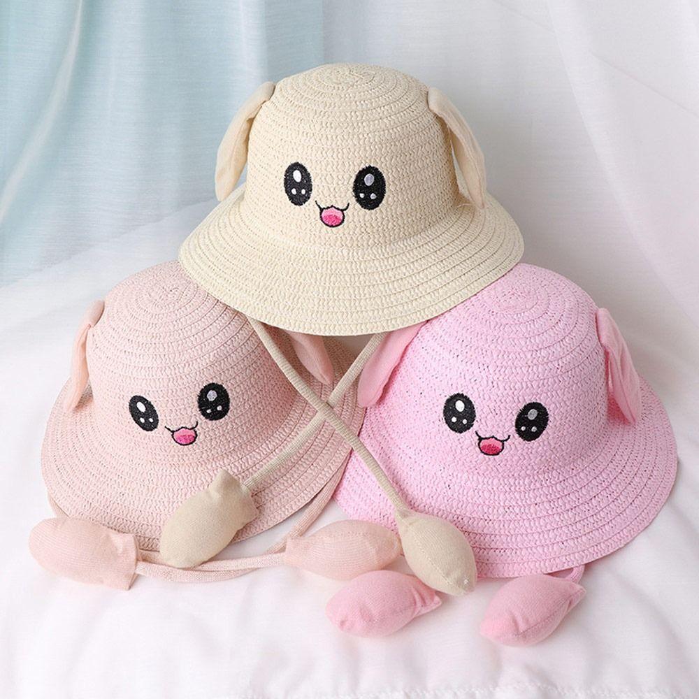 Summer Bucket Cap Moving Ears Straw Hats Sun Hat Fisherman's Hat Beach Hat