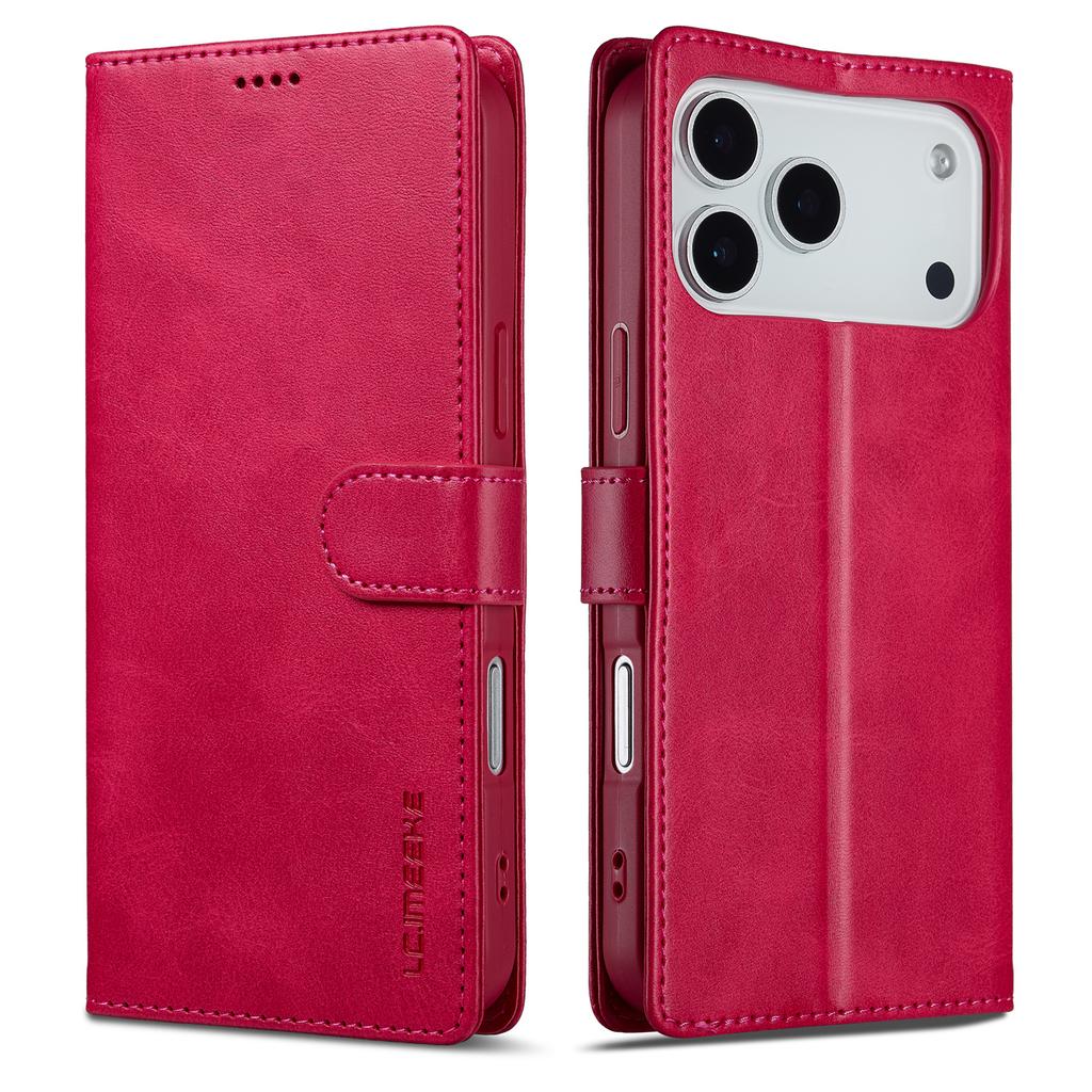 LC.IMEEKE For iPhone 17 Pro Case Calf Texture PU Leather Stand Wallet Phone Cover