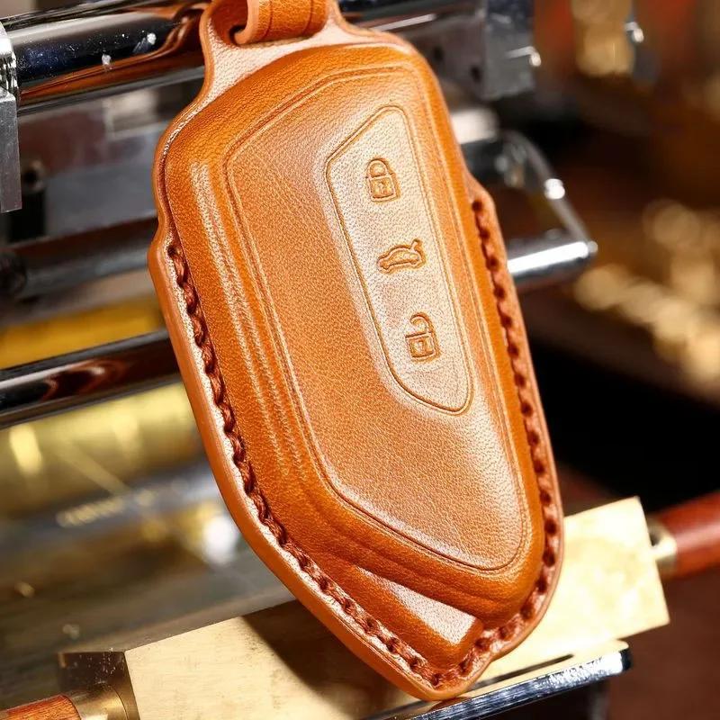 For Volkswagen Leather Keychain Golf Mk8/ID.3/ID.4/ID.6/LAVIDA/Lamando/Polo/Tiguan/Sagitar/Passat/Tharu Car Key Protection Cover