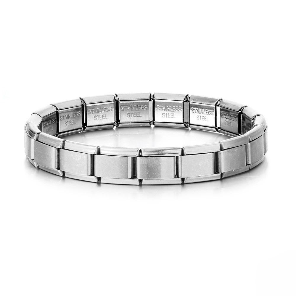Fashion Simple Elastic Italian Charm Link Chain Stainless Steel Bracelet for Women Men Colorful Bangle on Hand DIY Jewelry Gift