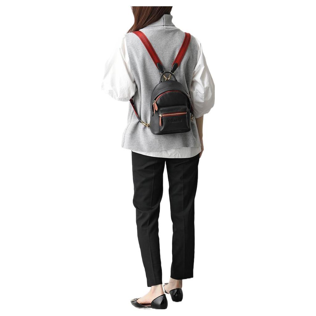 Coach Charter 18 Color Block Zip Leather Backpack Unisex Backpacks Brown Black C5286-B4M2