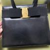 Used Handbag Shoulder Ferragamo Vara Ribbon Genuine Leather