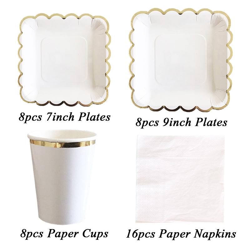 40 шт./лот одноразовая посуда набор золотых вечерние однотонные бумажные стаканчики тарелки день рождения детский душ карнавал свадьба декор принадлежности