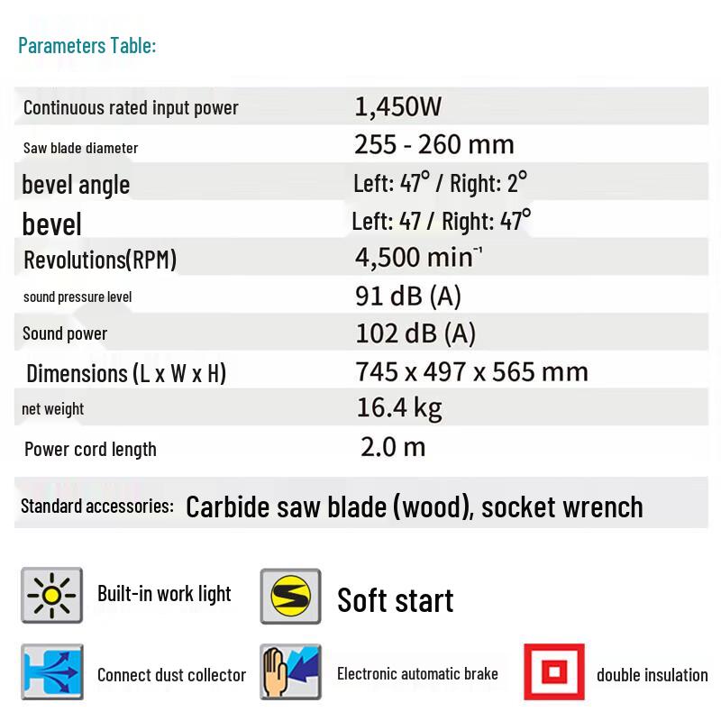 Makita 255mm LS1110F Sliding Compound Miter Saw CN plug (adapter included)
