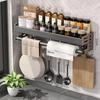 Wall Mounted Kitchen Storage Rack Multifunctional Waterproof Holder Seasoning Storage Rack Large Capacity Tool Storage Rack