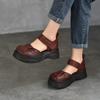 Retro Lightweight Thick Soled Sandals Genuine Leather Roman Women's Platform Shoes